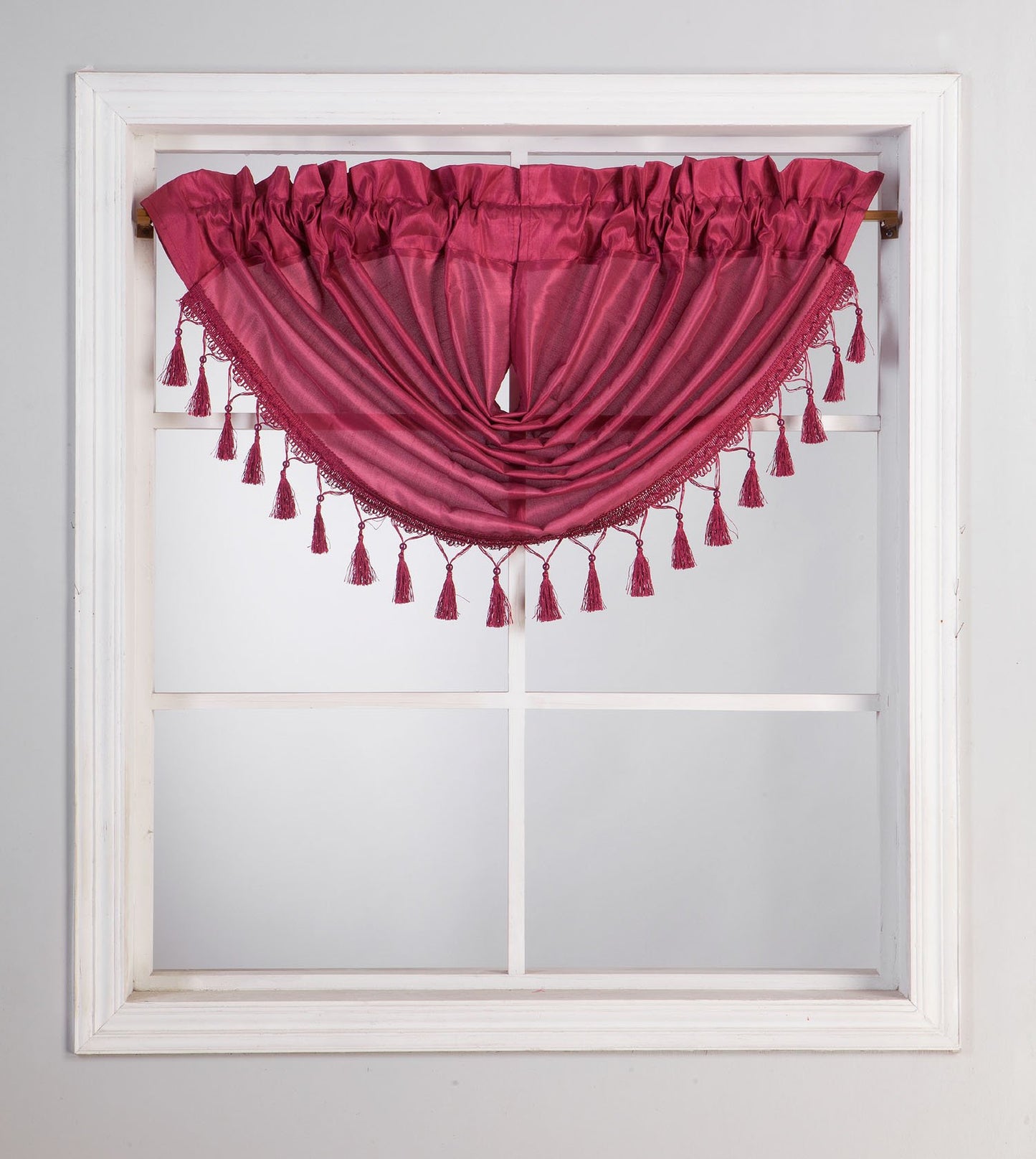 Silk Semi Sheer Waterfall Valance Swag Window Curtain | Anna's Linens