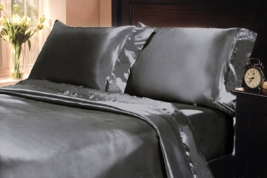 Soft Silky Satin Solid Color Deep Pocket Sheet Set | Anna's Linens