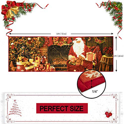 Christmas Runner Rug Santa Welcome Front Door Mat Indoor Outdoor Non Slip Doormat Xmas Holiday Decor Carpet for Living Room Bedroom Bath Kitchen Entrance - Anna's Linens Store