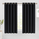 Set of 2 Blackout Window Curtains and Drapes for Kitchen Window Treatment Thermal Insulated Solid Grommet Blackout Drapery Panels