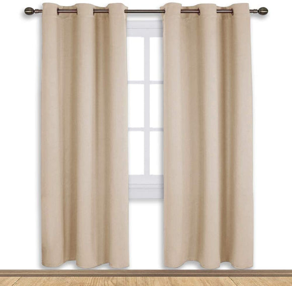Set of 2 Blackout Window Curtains and Drapes for Kitchen Window Treatment Thermal Insulated Solid Grommet Blackout Drapery Panels