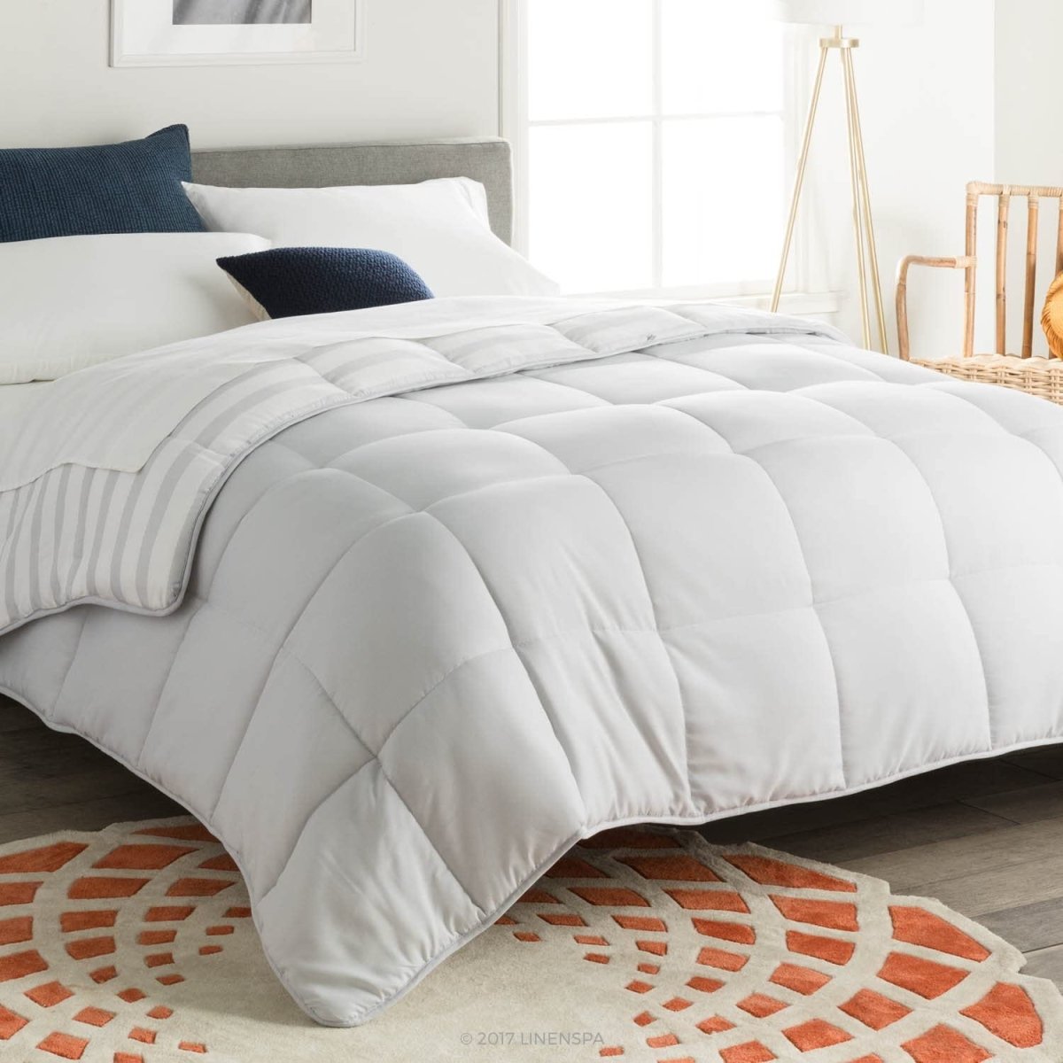 All - Season Quilted Comforter - Corner Duvet Tabs - Hypoallergenic - Plush Microfiber Fill - Anna's Linens