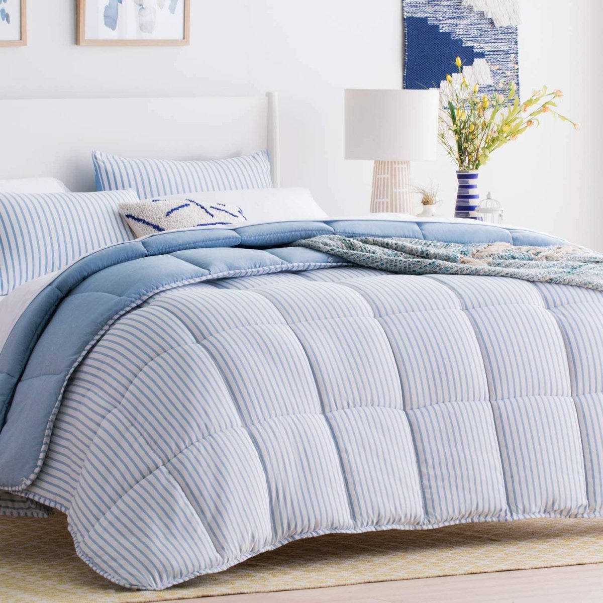 All - Season Quilted Comforter - Corner Duvet Tabs - Hypoallergenic - Plush Microfiber Fill - Anna's Linens