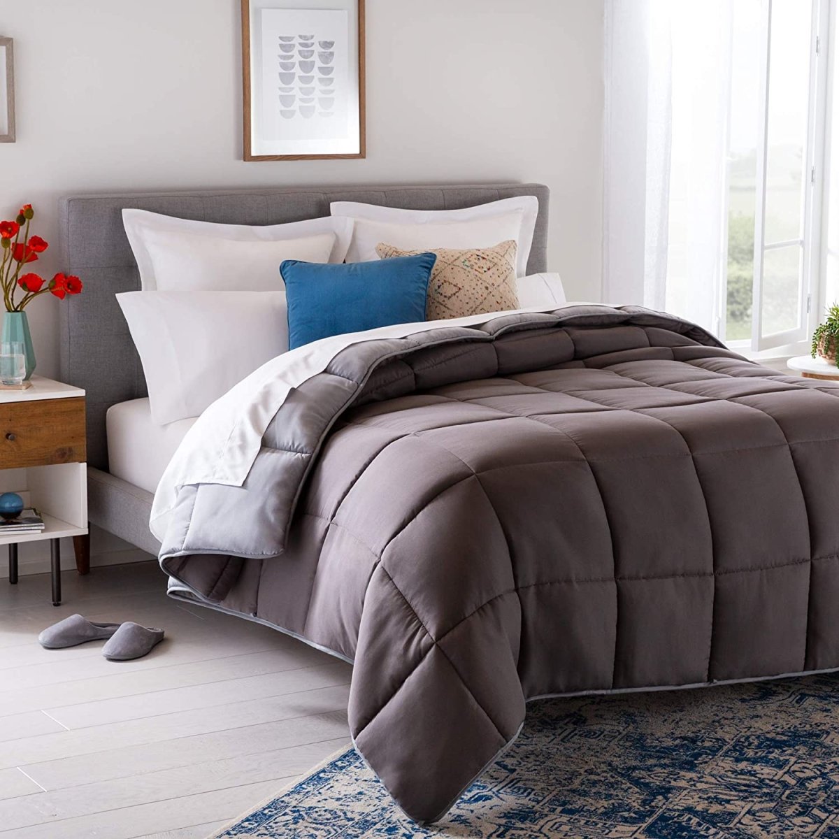 All - Season Quilted Comforter - Corner Duvet Tabs - Hypoallergenic - Plush Microfiber Fill - Anna's Linens