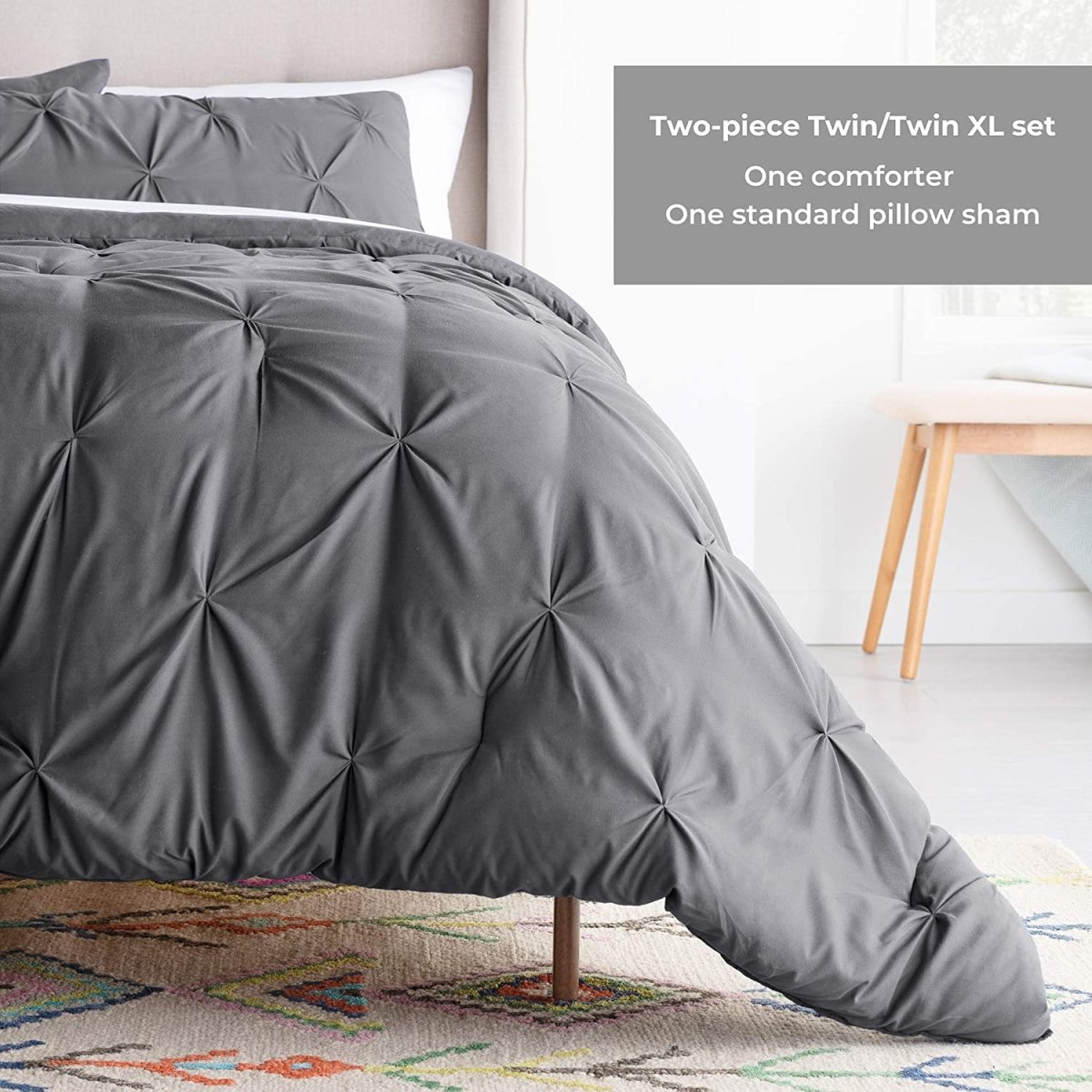 All - Season Quilted Comforter - Corner Duvet Tabs - Hypoallergenic - Plush Microfiber Fill - Anna's Linens