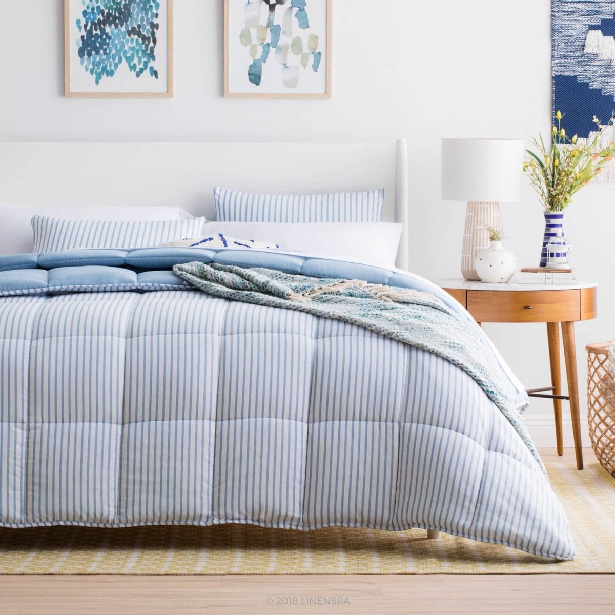 All - Season Quilted Comforter - Corner Duvet Tabs - Hypoallergenic - Plush Microfiber Fill - Anna's Linens