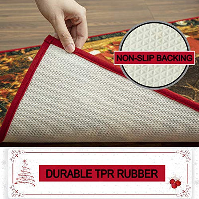 Christmas Runner Rug Santa Welcome Front Door Mat Indoor Outdoor Non Slip Doormat Xmas Holiday Decor Carpet for Living Room Bedroom Bath Kitchen Entrance - Anna's Linens Store