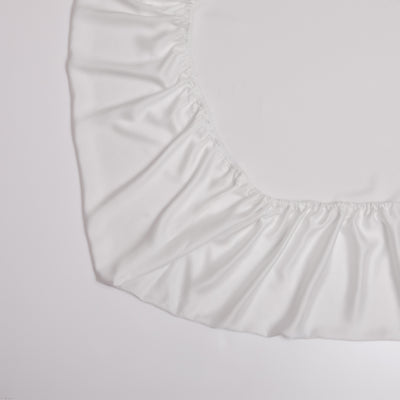 100% Silk Fitted Sheet White Solid Color Pillowcases Elastic Band - Anna's Linens Store