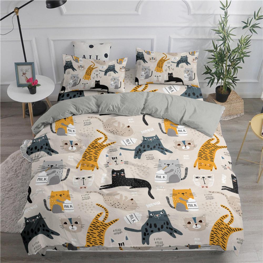 Cartoon Duvet Cover Set Cute Cats Printed 3D - Anna's Linens