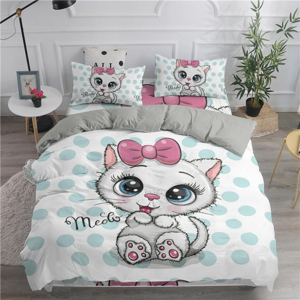 Cartoon Duvet Cover Set Cute Cats Printed 3D - Anna's Linens