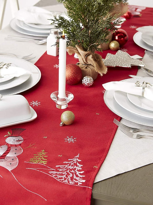 Christmas Holiday Embroidered Placemats 13 x 19" Set of 4 - Anna's Linens