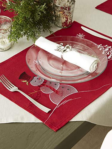 Christmas Holiday Embroidered Placemats 13x19" Set of 4 - Anna's Linens