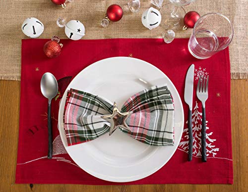 Christmas Holiday Embroidered Placemats 13x19" Set of 4 - Anna's Linens