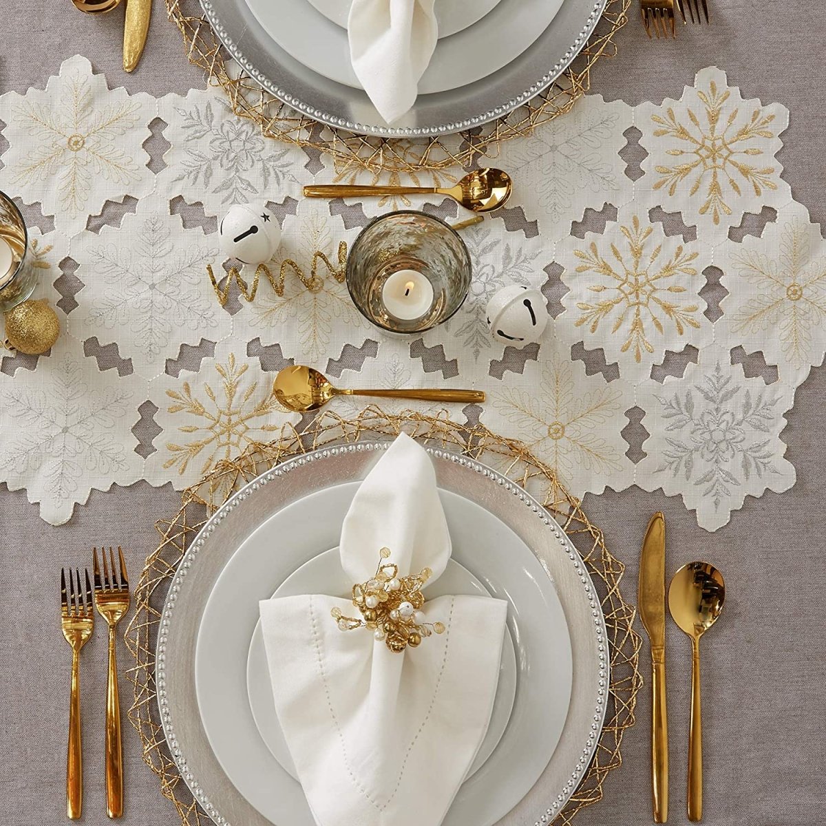 Christmas Holiday Embroidered Placemats 13x19" Set of 4 - Anna's Linens