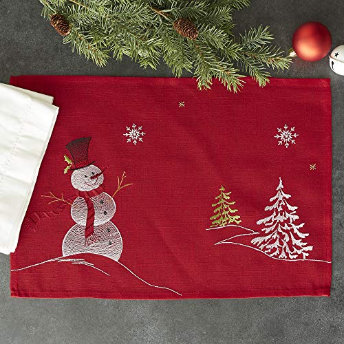 Christmas Holiday Embroidered Placemats 13x19" Set of 4 - Anna's Linens