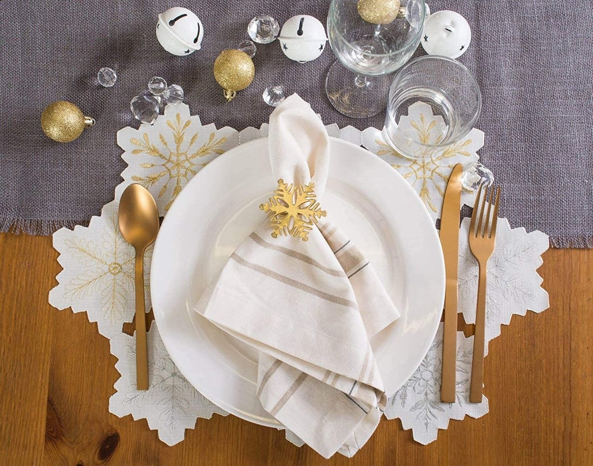 Christmas Holiday Embroidered Placemats 13x19" Set of 4 - Anna's Linens