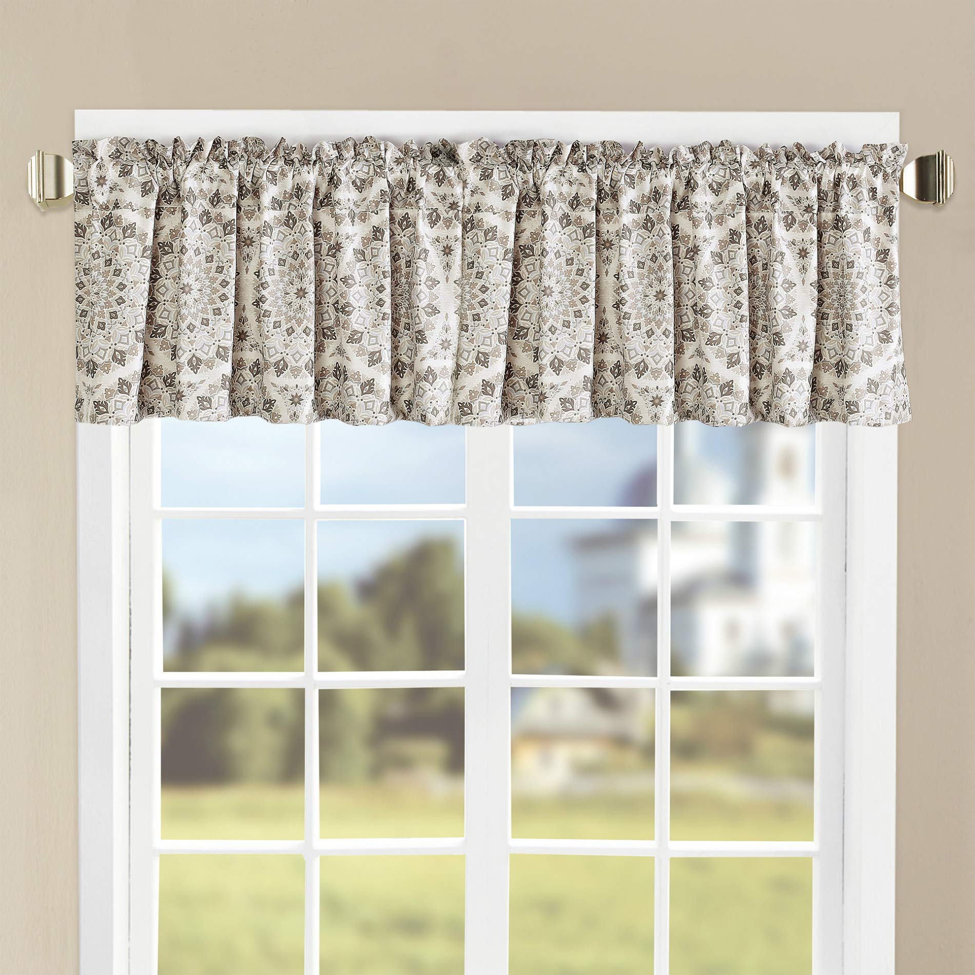 Printed Valance Set 2 Panels Gray 60" x 18" - Anna's Linens Store