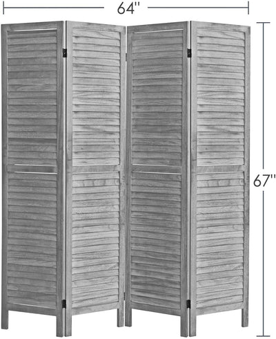 4 Panel 5.6 Ft Tall Wood Room Divider Partition Wall - Anna's Linens Store