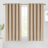 Set of 2 Blackout Window Curtains and Drapes for Kitchen Window Treatment Thermal Insulated Solid Grommet Blackout Drapery Panels