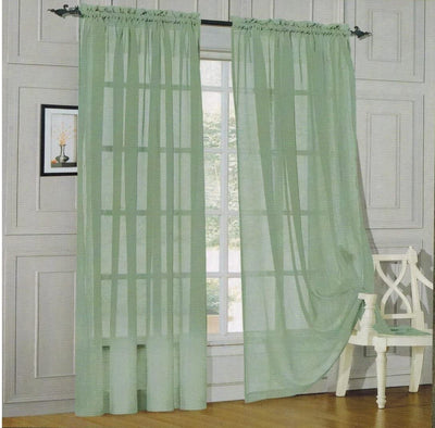 Window Curtains 2-Piece Sheer Panel with 2 inch Rod Pocket - Anna's Linens Store