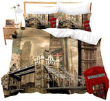 Duvet Cover Set Soft London Themed Comforter Cover Set 3 Pieces - Anna's Linens Store