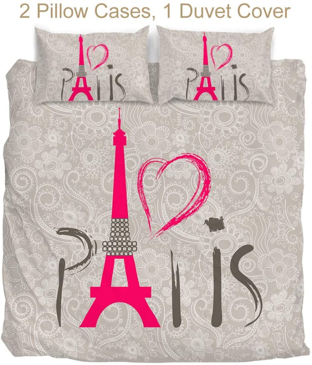 Eiffel Tower France Bedding Comforter Cover 3 pcs Duvet Cover Set - Anna's Linens