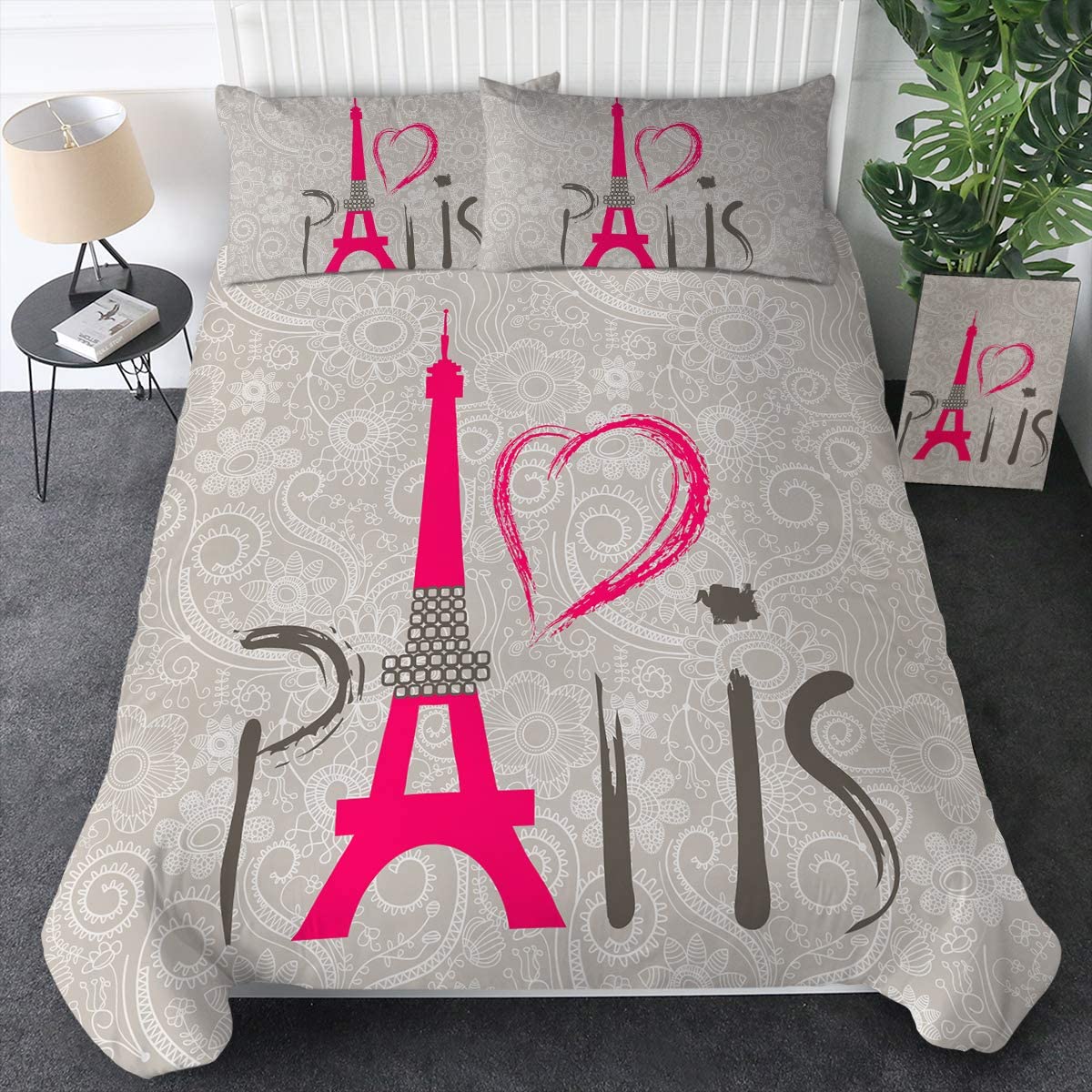 Eiffel Tower France Bedding Comforter Cover 3 pcs Duvet Cover Set - Anna's Linens