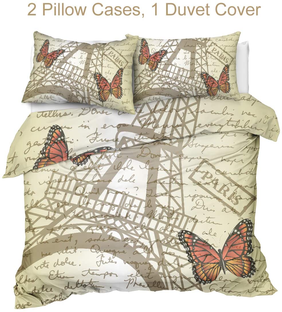 Eiffel Tower France Bedding Comforter Cover 3 pcs Duvet Cover Set - Anna's Linens