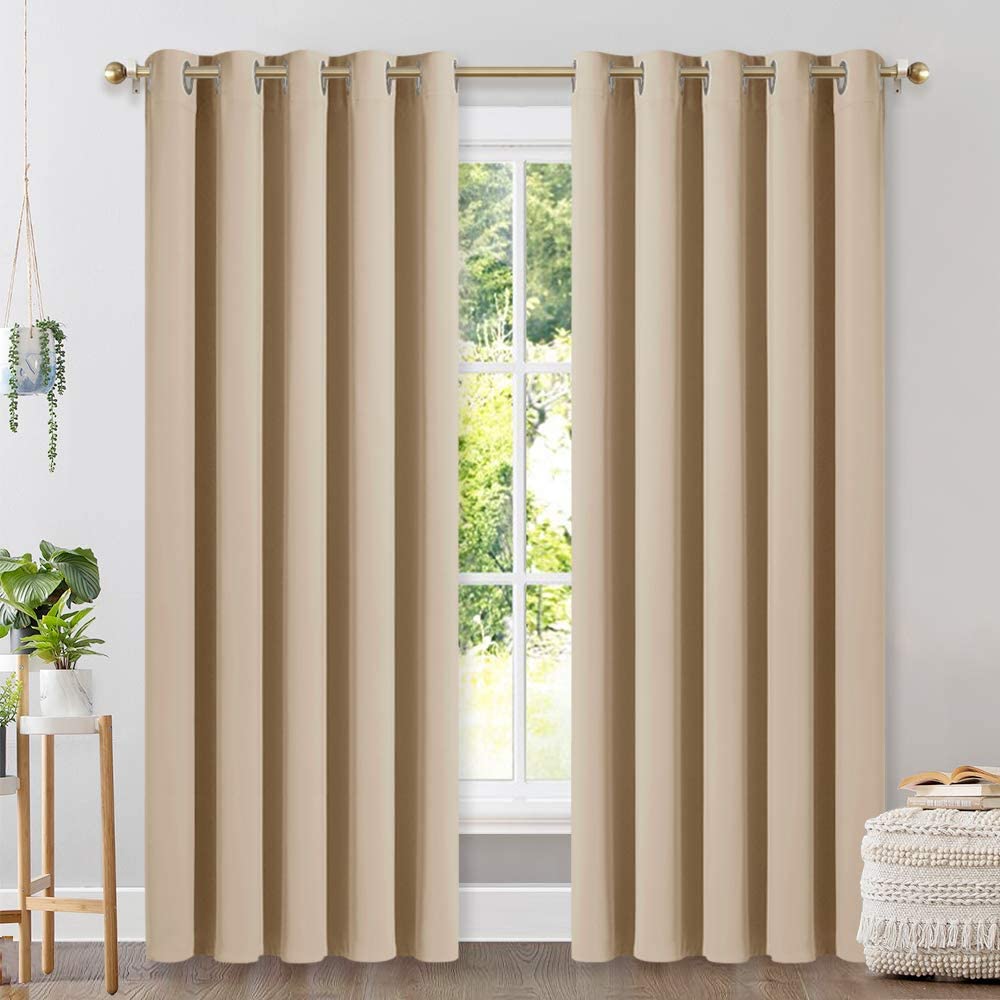 Set of 2 Blackout Window Curtain Treatment Thermal Insulated Drapery Panels - Anna's Linens Store