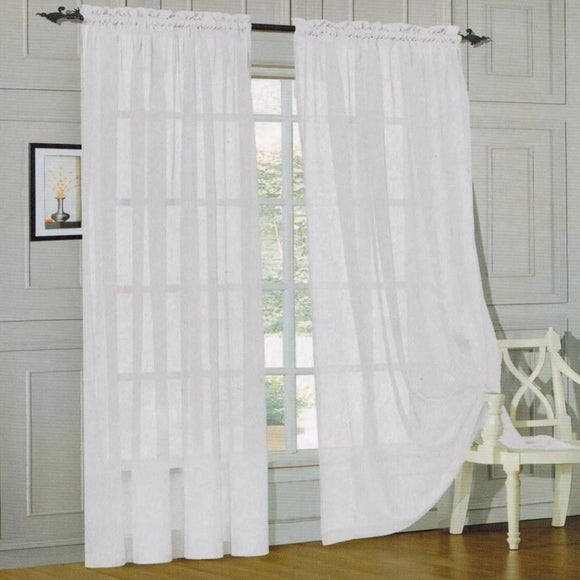 Window Curtains 2-Piece Sheer Panel with 2 inch Rod Pocket - Anna's Linens Store