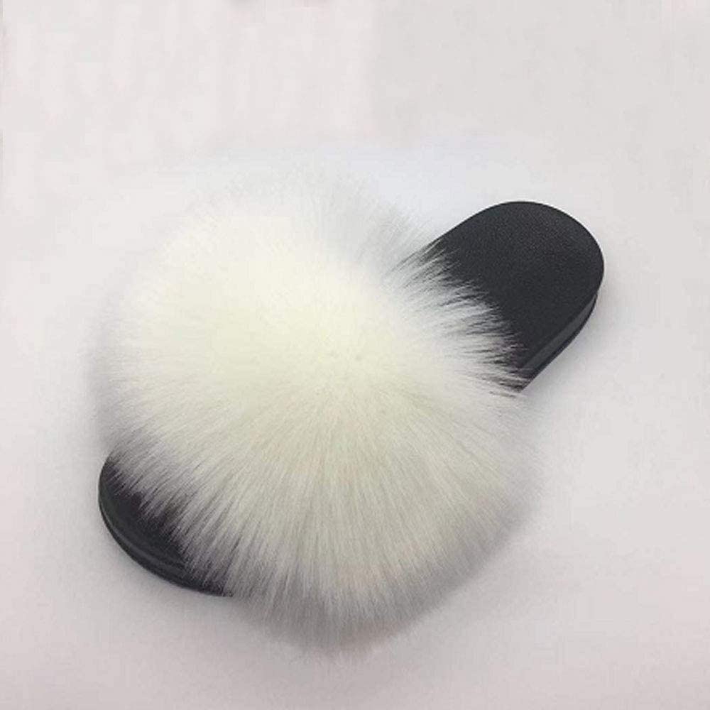 Faux Fur Slippers Fluffy Fuzzy Open Toe Furry Slide Flip Flop - Anna's Linens