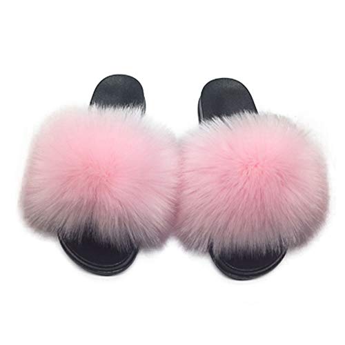Faux Fur Slippers Fluffy Fuzzy Open Toe Furry Slide Flip Flop - Anna's Linens