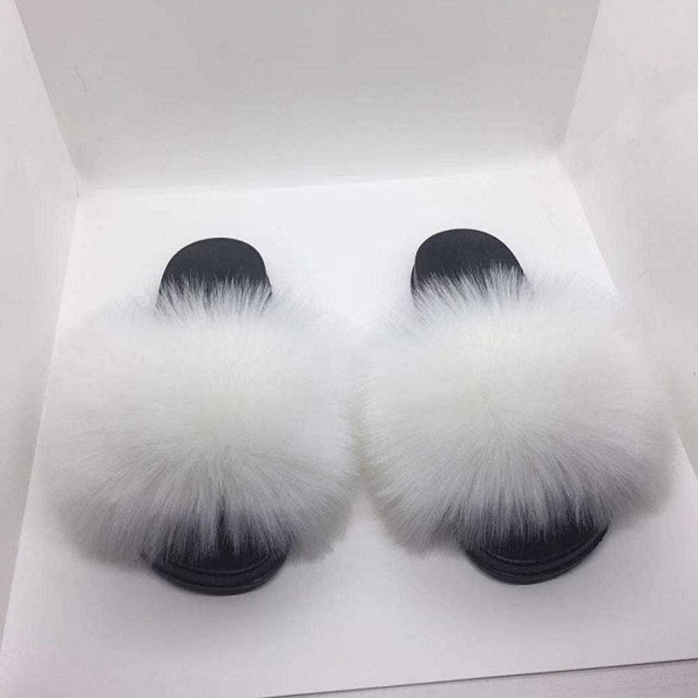 Faux Fur Slippers Fluffy Fuzzy Open Toe Furry Slide Flip Flop - Anna's Linens