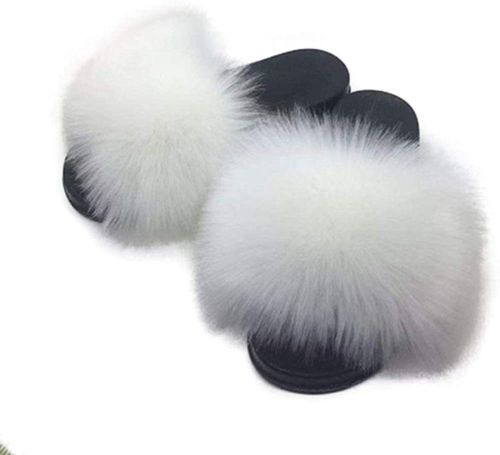 Faux Fur Slippers Fluffy Fuzzy Open Toe Furry Slide Flip Flop - Anna's Linens