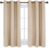 Set of 2 Blackout Window Curtains and Drapes for Kitchen Window Treatment Thermal Insulated Solid Grommet Blackout Drapery Panels