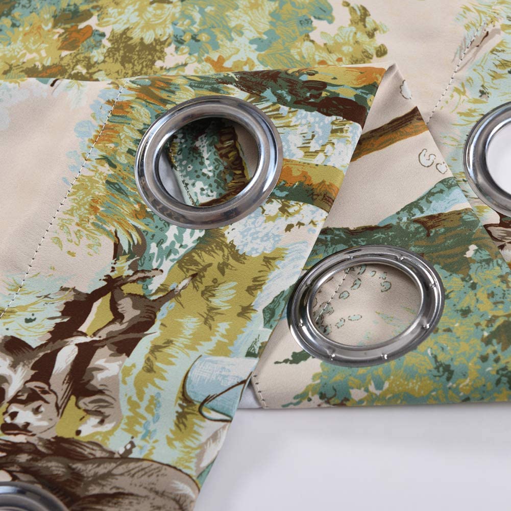 Floral Design Window Drapes Grommet Room Darkening Blackout Curtains - Anna's Linens