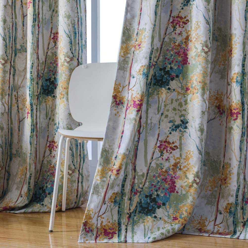 Floral Design Window Drapes Grommet Room Darkening Blackout Curtains - Anna's Linens