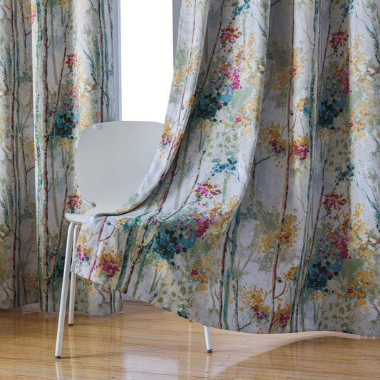 Floral Design Window Drapes Grommet Room Darkening Blackout Curtains - Anna's Linens