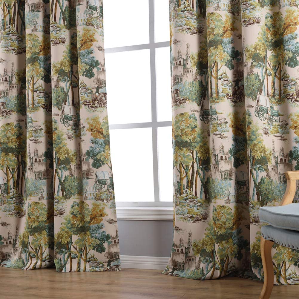 Floral Design Window Drapes Grommet Room Darkening Blackout Curtains - Anna's Linens