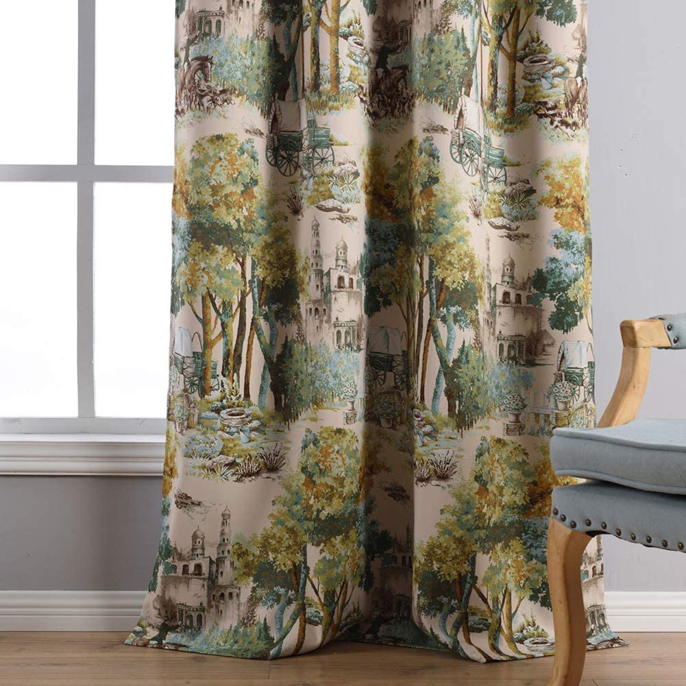 Floral Design Window Drapes Grommet Room Darkening Blackout Curtains - Anna's Linens