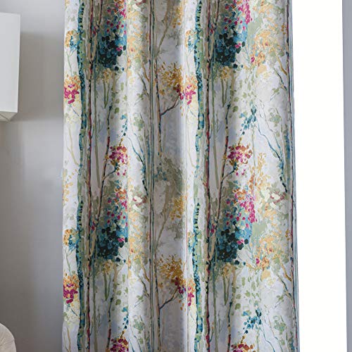Floral Design Window Drapes Grommet Room Darkening Blackout Curtains - Anna's Linens