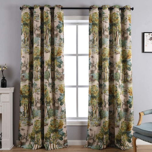 Floral Design Window Drapes Grommet Room Darkening Blackout Curtains - Anna's Linens