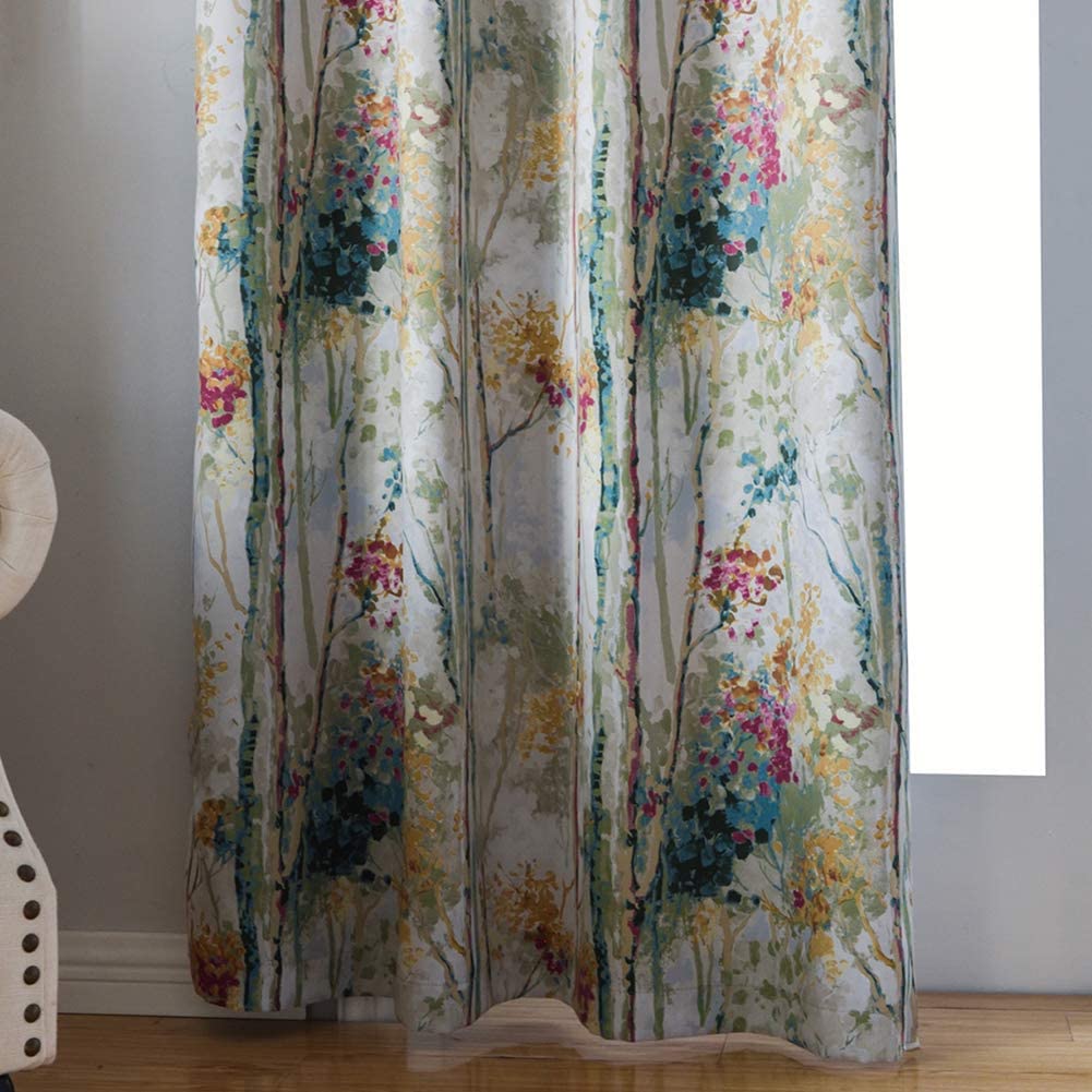 Floral Design Window Drapes Grommet Room Darkening Blackout Curtains - Anna's Linens