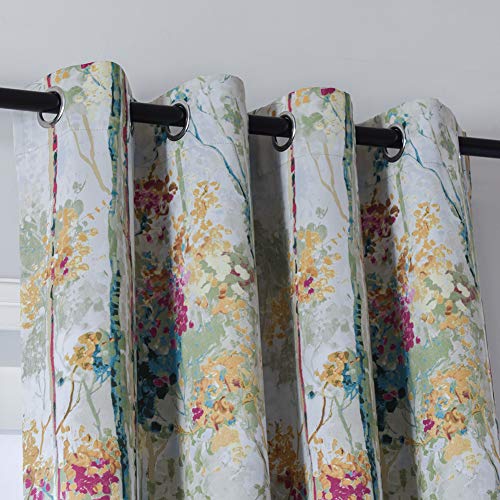 Floral Design Window Drapes Grommet Room Darkening Blackout Curtains - Anna's Linens