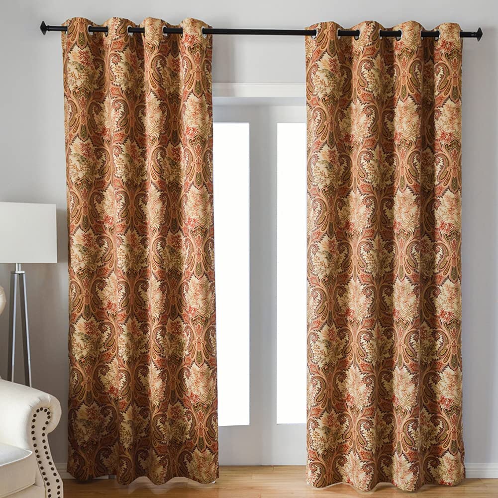Floral Design Window Drapes Grommet Room Darkening Blackout Curtains - Anna's Linens