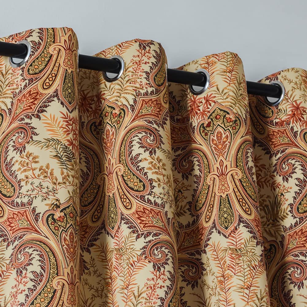 Floral Design Window Drapes Grommet Room Darkening Blackout Curtains - Anna's Linens