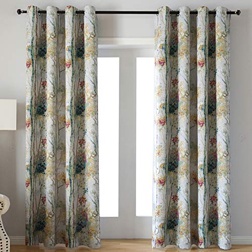 Floral Design Window Drapes Grommet Room Darkening Blackout Curtains - Anna's Linens
