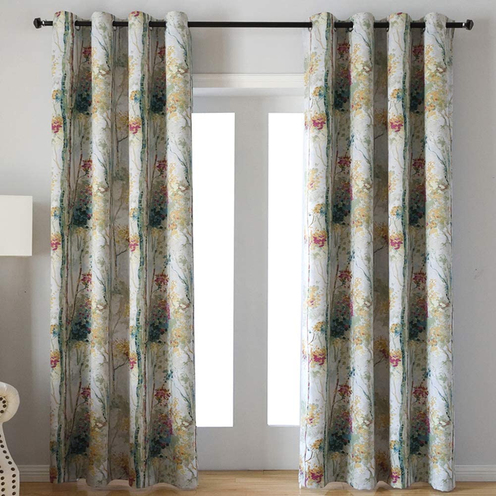 Floral Design Window Drapes Grommet Room Darkening Blackout Curtains - Anna's Linens