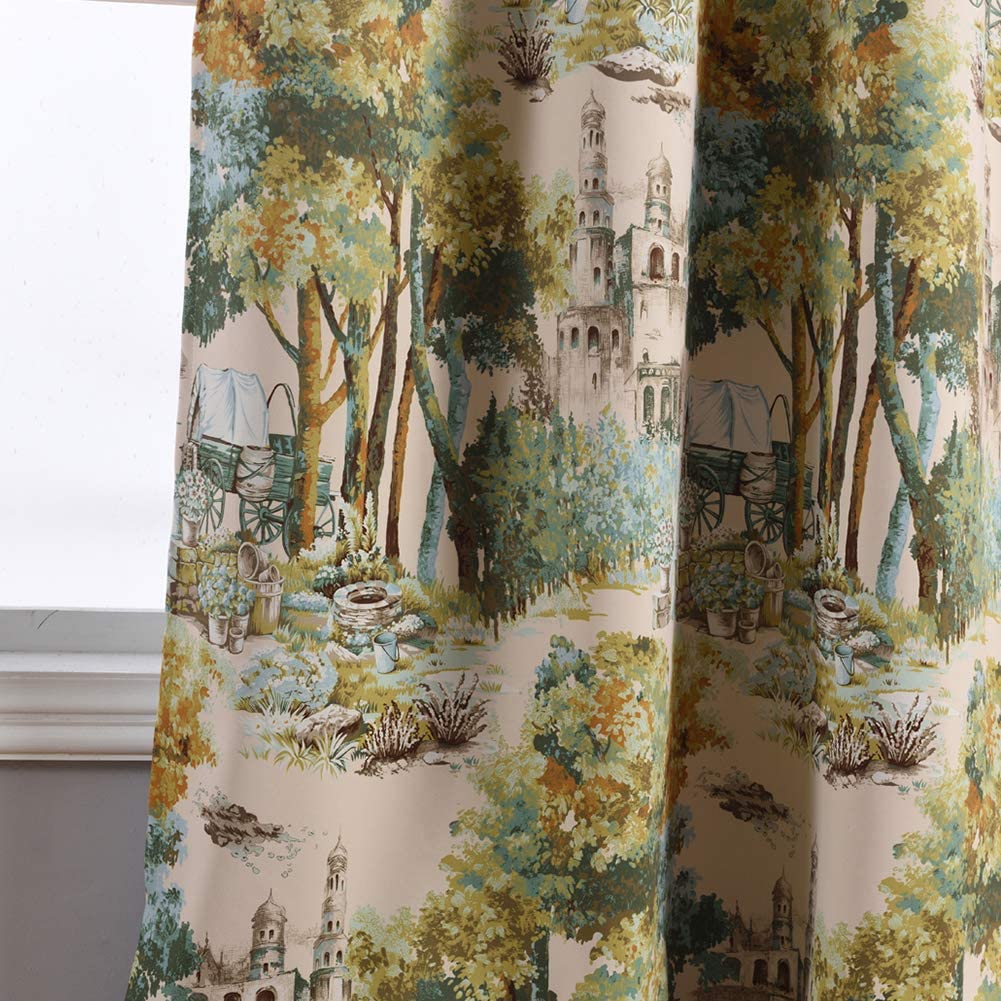 Floral Design Window Drapes Grommet Room Darkening Blackout Curtains - Anna's Linens