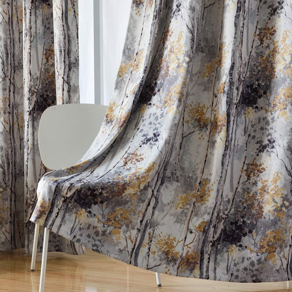 Floral Design Window Drapes Grommet Room Darkening Blackout Curtains - Anna's Linens